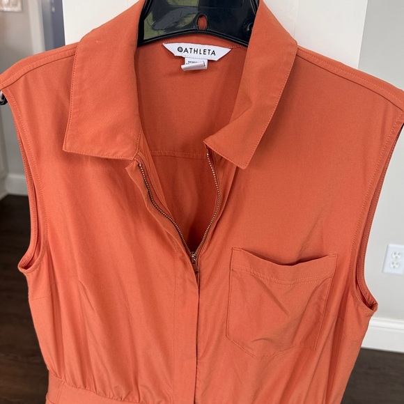 Athleta NWOT Brooklyn Sleeveless Zip Romper in Sunbaked Orange Clay 8 - Picture 4 of 9